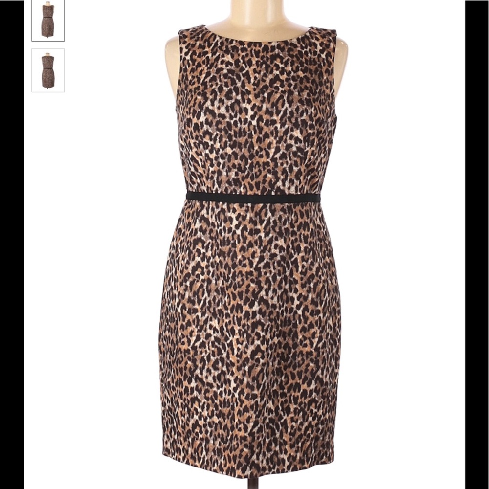ANN TAYLOR LOFT LEOPARD PRINT SLEEVELESS DRESSπ0P - Picture 3 of 17